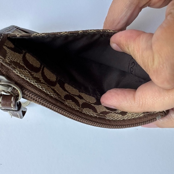 Coach Brown Signature Key Chain Card Case - Picture 3 of 5